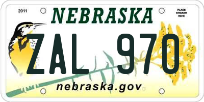 NE license plate ZAL970