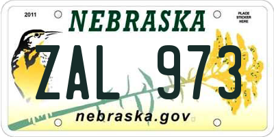 NE license plate ZAL973