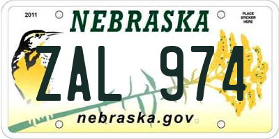 NE license plate ZAL974