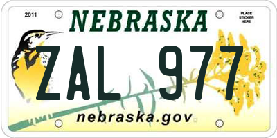 NE license plate ZAL977