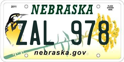 NE license plate ZAL978