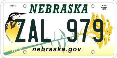 NE license plate ZAL979