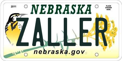 NE license plate ZALLER