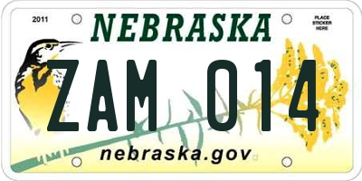 NE license plate ZAM014