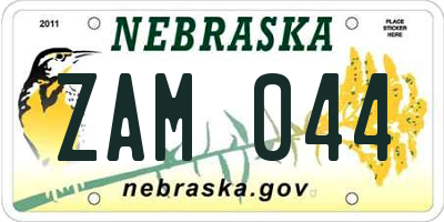 NE license plate ZAM044