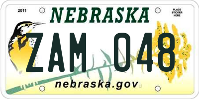 NE license plate ZAM048