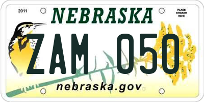 NE license plate ZAM050