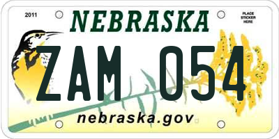 NE license plate ZAM054