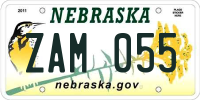 NE license plate ZAM055