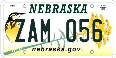 NE license plate ZAM056