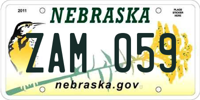 NE license plate ZAM059