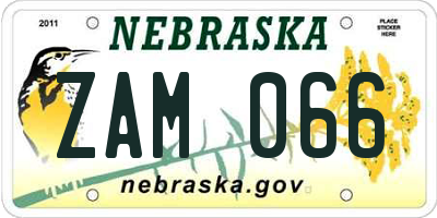 NE license plate ZAM066