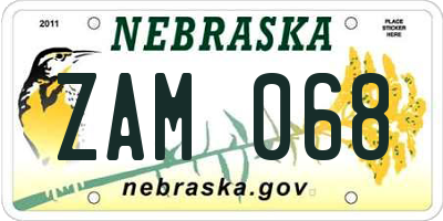NE license plate ZAM068