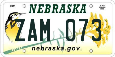 NE license plate ZAM073