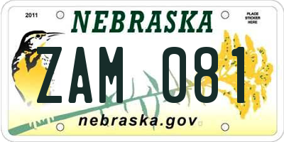 NE license plate ZAM081