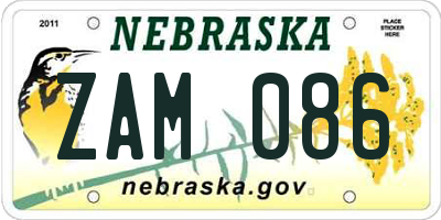 NE license plate ZAM086