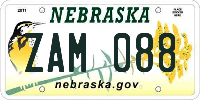 NE license plate ZAM088