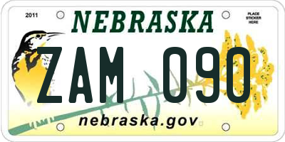 NE license plate ZAM090
