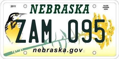 NE license plate ZAM095