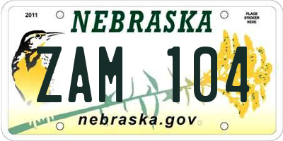 NE license plate ZAM104