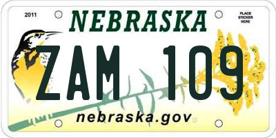 NE license plate ZAM109
