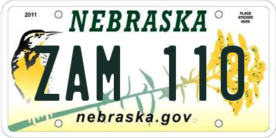 NE license plate ZAM110
