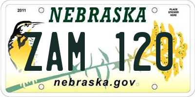 NE license plate ZAM120
