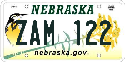 NE license plate ZAM122