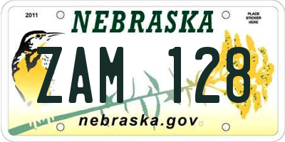 NE license plate ZAM128