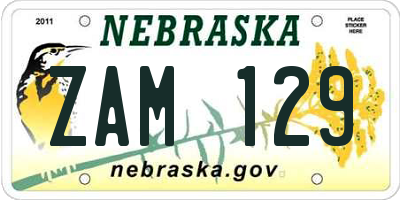 NE license plate ZAM129