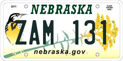 NE license plate ZAM131