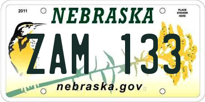 NE license plate ZAM133