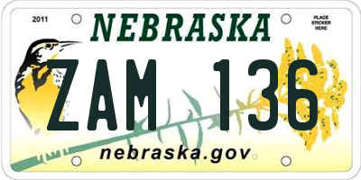 NE license plate ZAM136