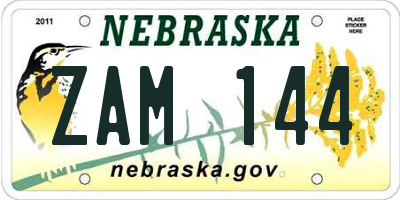 NE license plate ZAM144