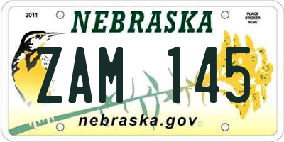 NE license plate ZAM145
