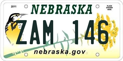 NE license plate ZAM146
