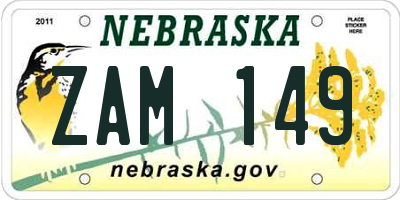NE license plate ZAM149