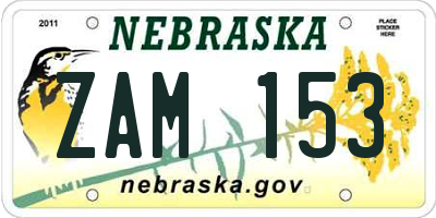 NE license plate ZAM153