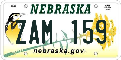 NE license plate ZAM159