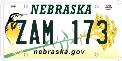 NE license plate ZAM173