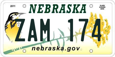 NE license plate ZAM174