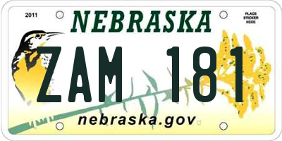 NE license plate ZAM181