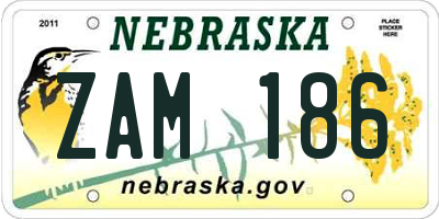 NE license plate ZAM186