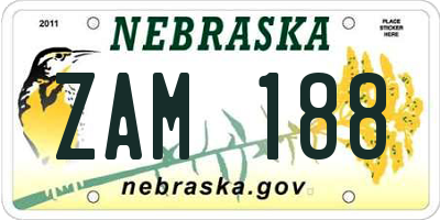 NE license plate ZAM188