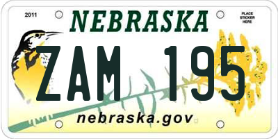 NE license plate ZAM195