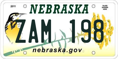 NE license plate ZAM198