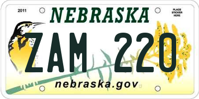 NE license plate ZAM220