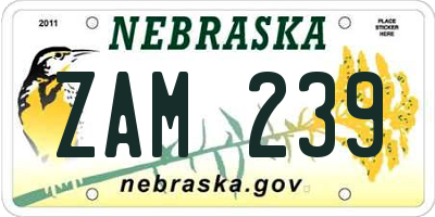 NE license plate ZAM239