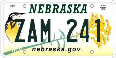 NE license plate ZAM241