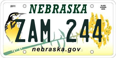 NE license plate ZAM244